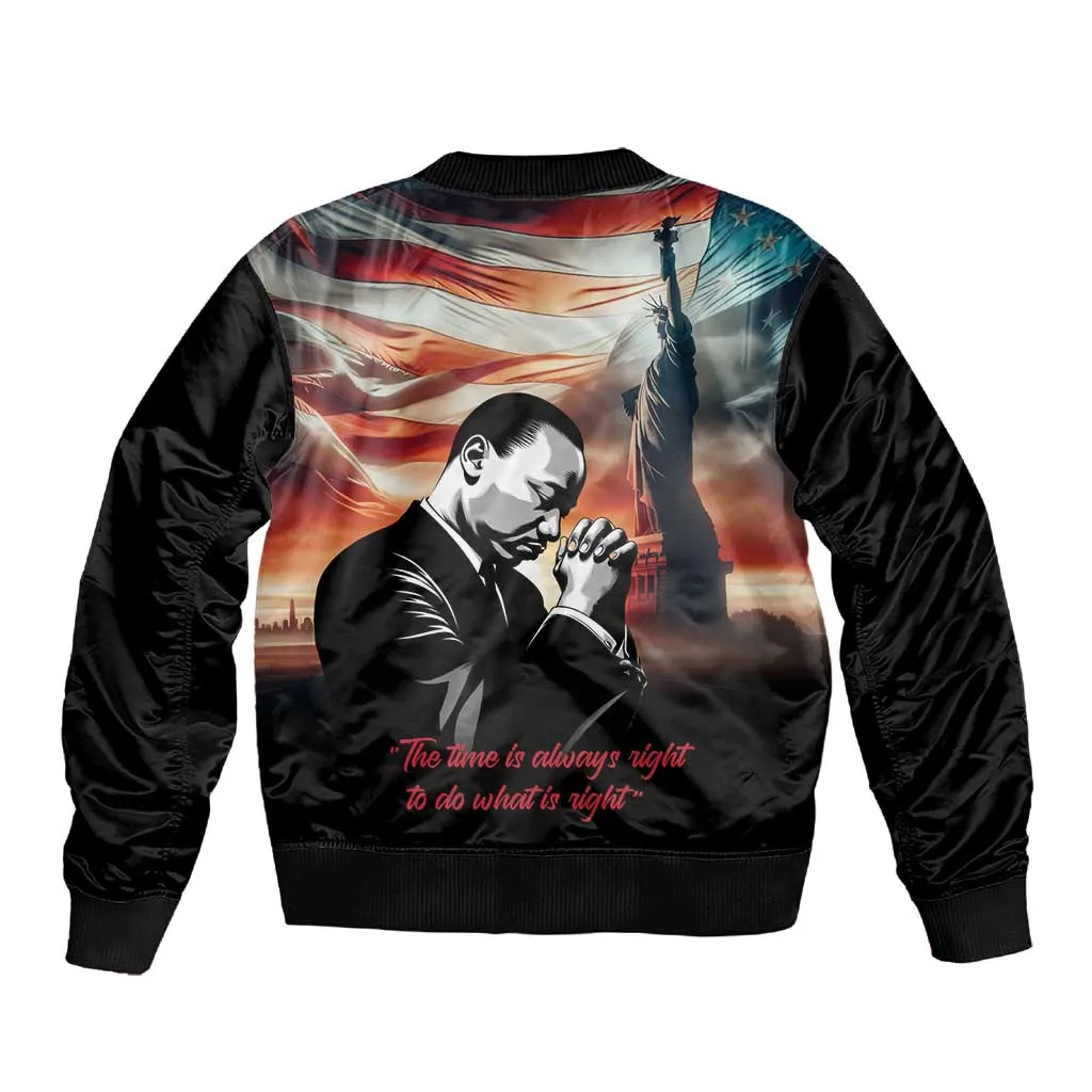 Happy MLK Day Sleeve Zip Bomber Jacket Black Americans Leaders I Have a Dream LT18