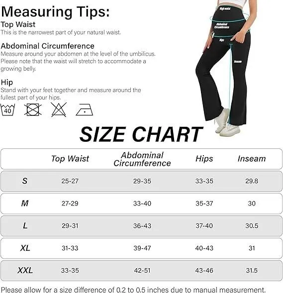 HEGALY Women's Maternity Flare Leggings Over The Belly- Casual Pregnancy Pants M