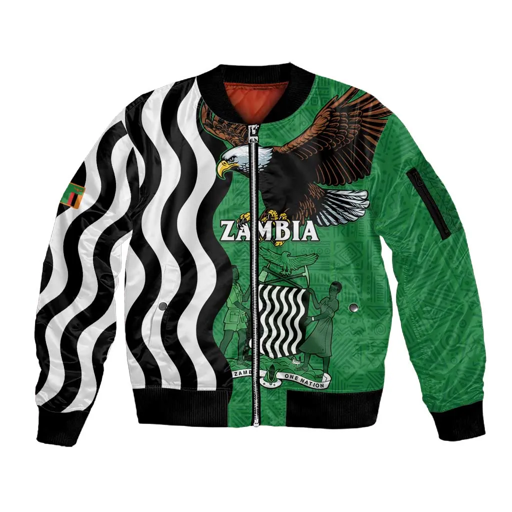 Icitungu ca Zambia Sleeve Zip Bomber Jacket One Zambia One Nation LT15