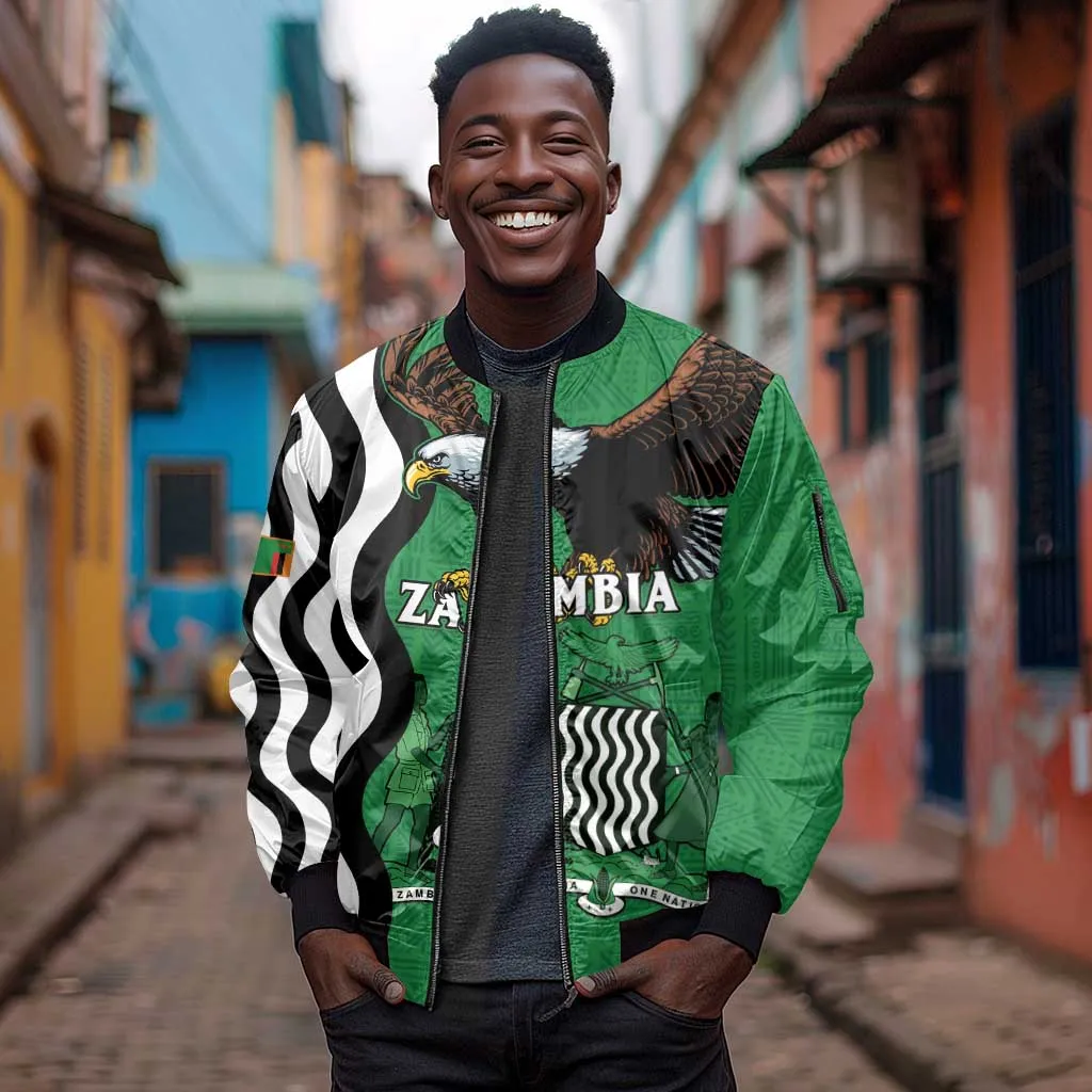 Icitungu ca Zambia Sleeve Zip Bomber Jacket One Zambia One Nation LT15