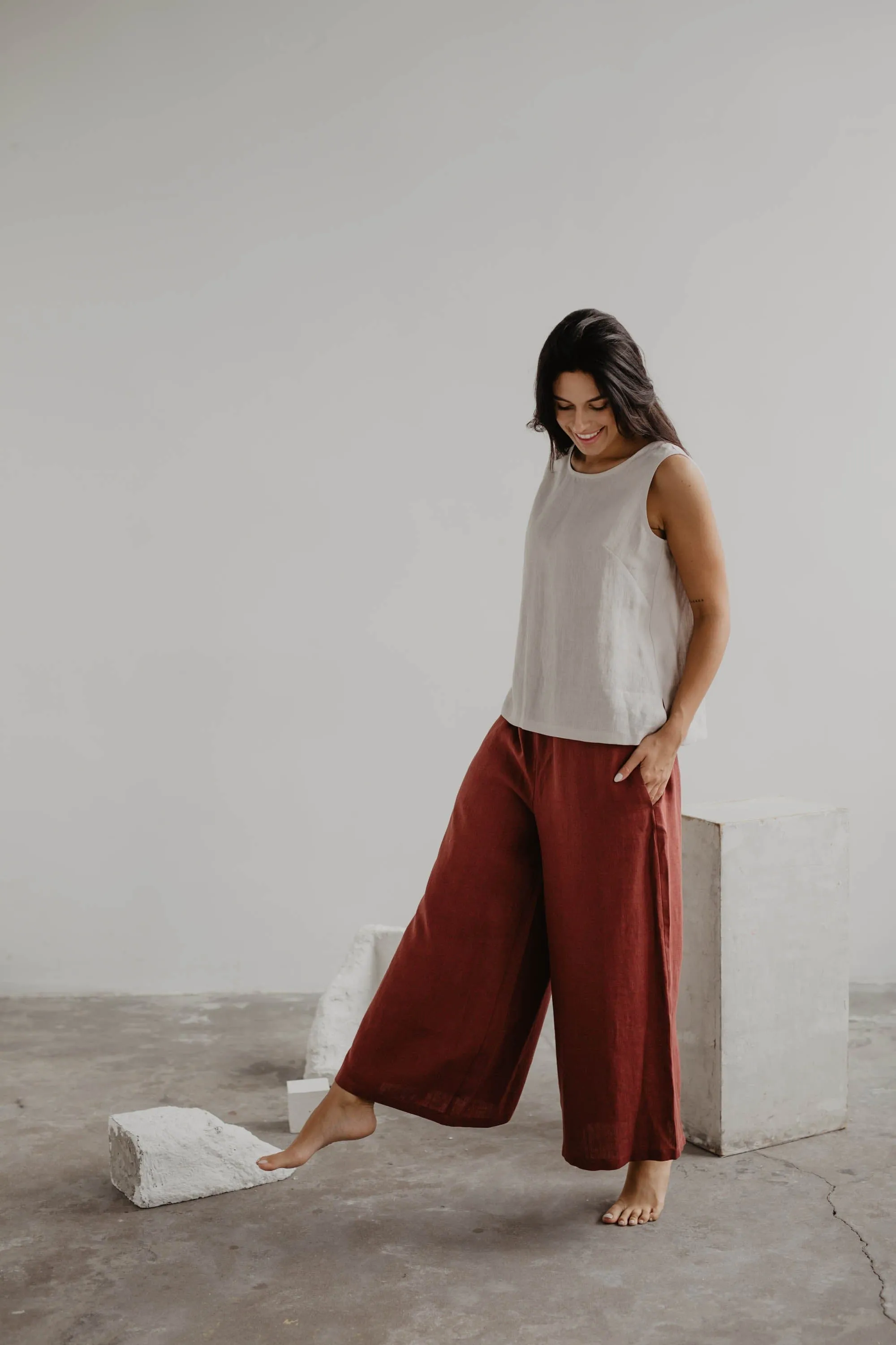 Isabella Wide Linen Trousers | Multiple Colours