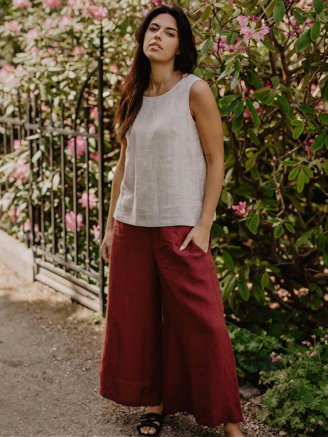 Isabella Wide Linen Trousers | Multiple Colours