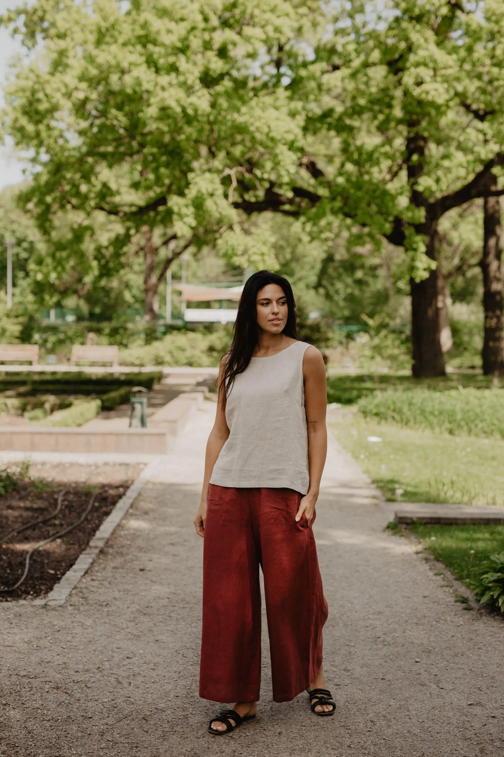 Isabella Wide Linen Trousers | Multiple Colours