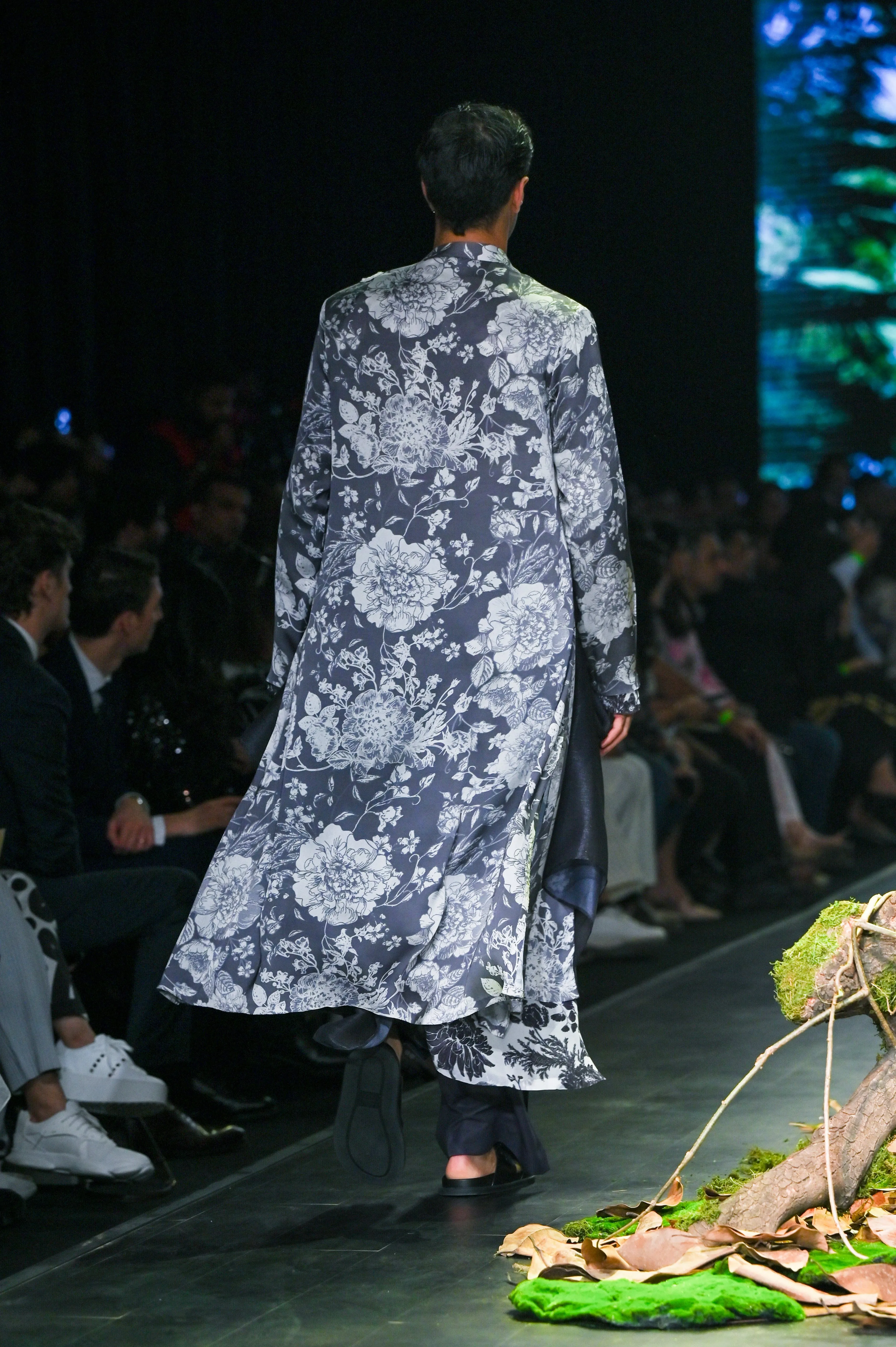 Ivory And Grey Printed Kurta & Cape Set