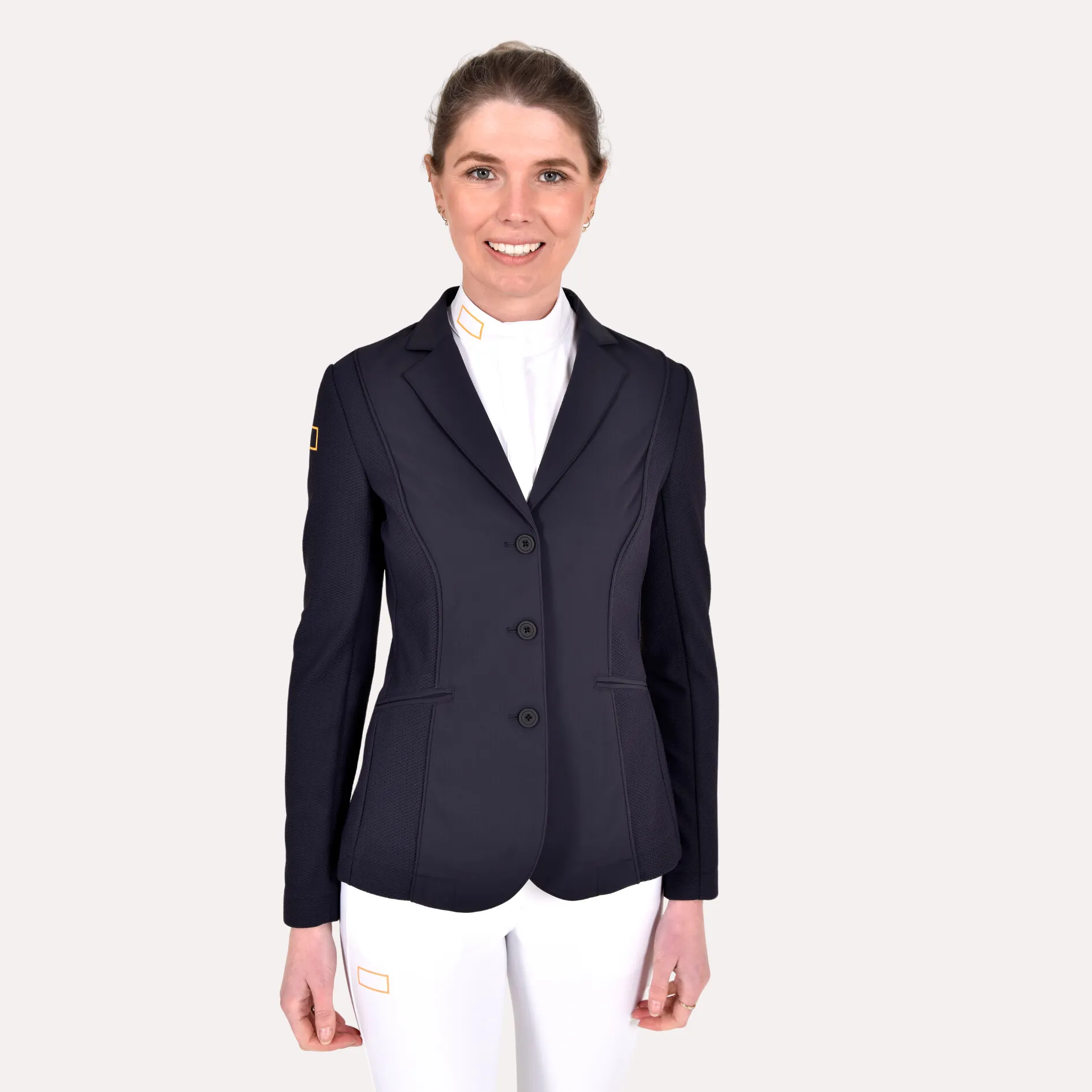 Jersey Mesh Riding Jacket - Navy/Gold Logo