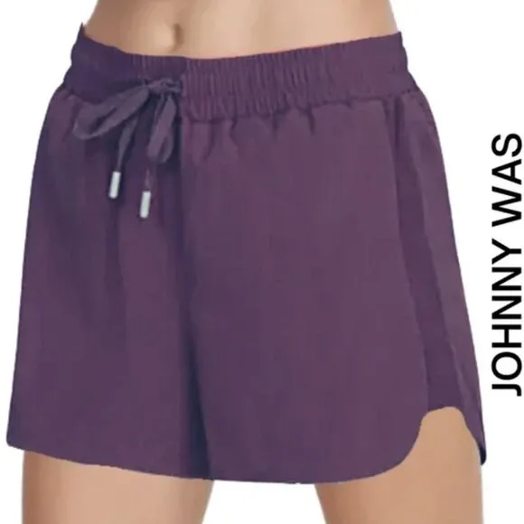 Johnny Was Calme Elements Drawstring Waist Shorts Inner Brief and Pocket…