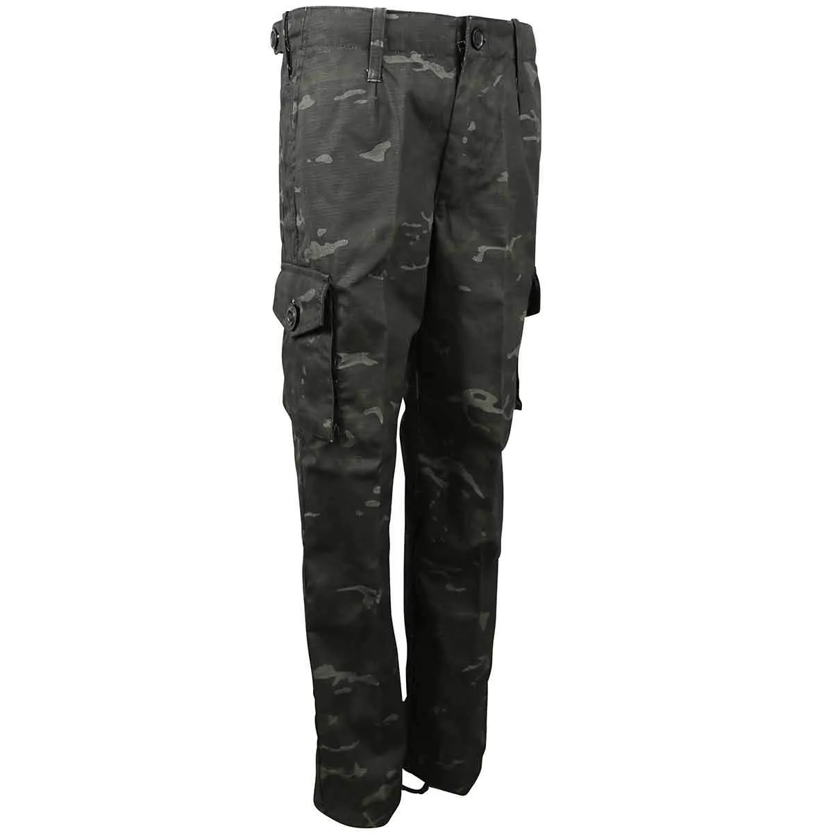 Kids Black Camo Combat Trousers