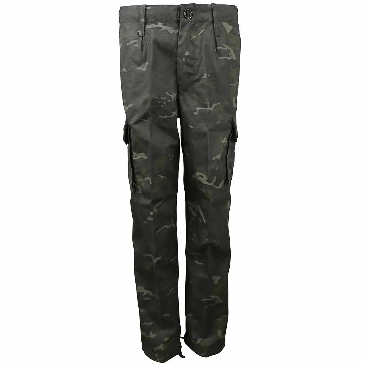 Kids Black Camo Combat Trousers