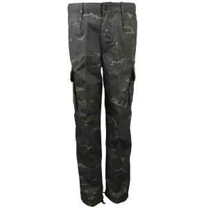 Kids Black Camo Combat Trousers