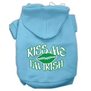 Kiss Me I'm Irish Screen Print Pet Hoodies Baby Blue Size XXXL (20)