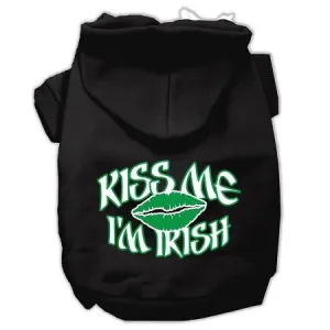 Kiss Me I'm Irish Screen Print Pet Hoodies Black Size Lg (14)