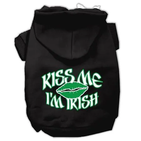 Kiss Me I'm Irish Screen Print Pet Hoodies Black Size Lg (14)