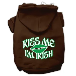 Kiss Me I'm Irish Screen Print Pet Hoodies Brown Size XXXL (20)