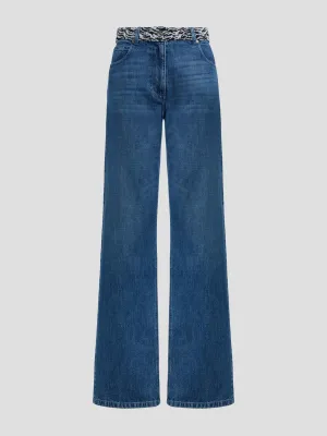 Knitted-Waistband Jeans
