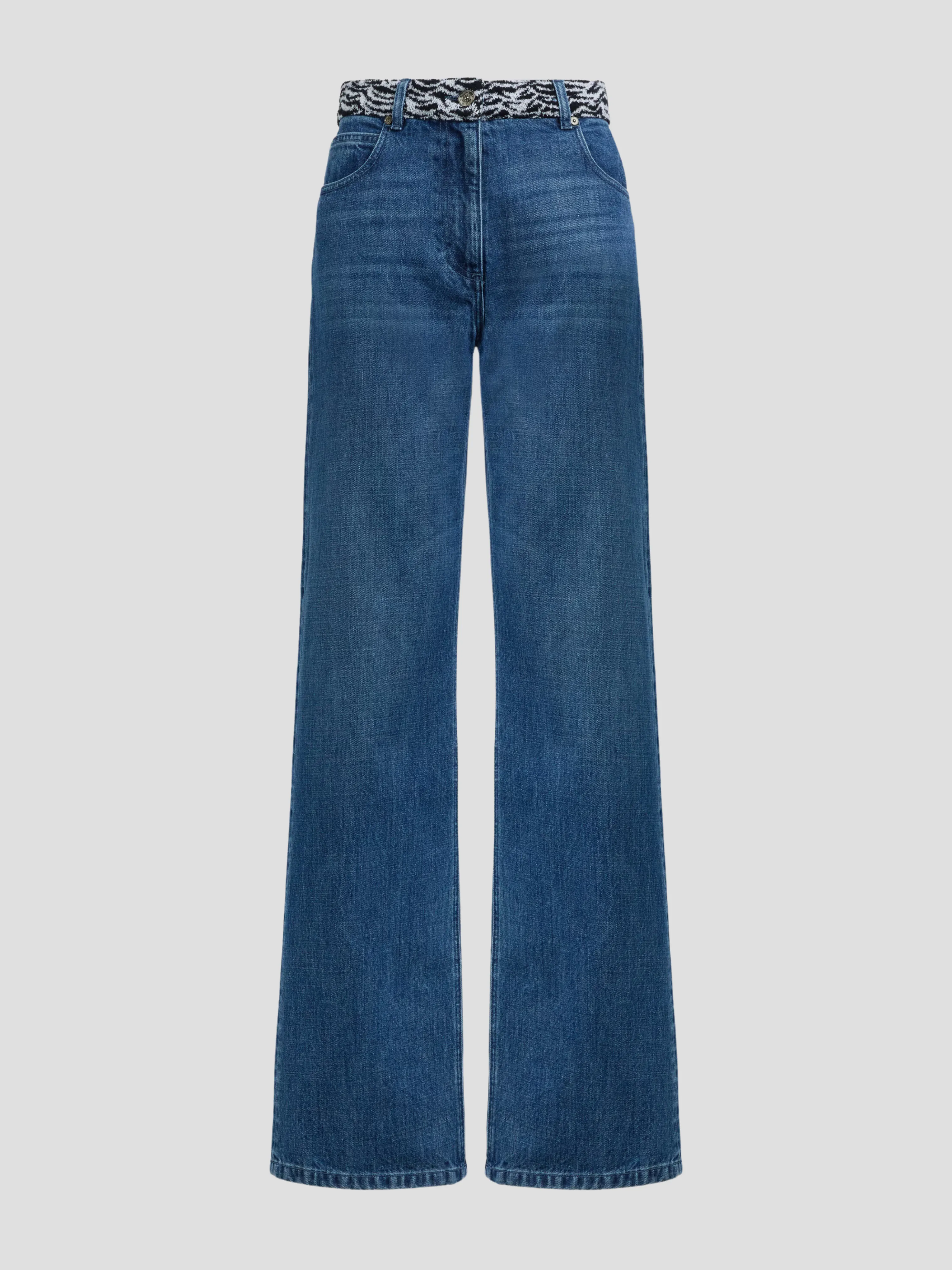 Knitted-Waistband Jeans