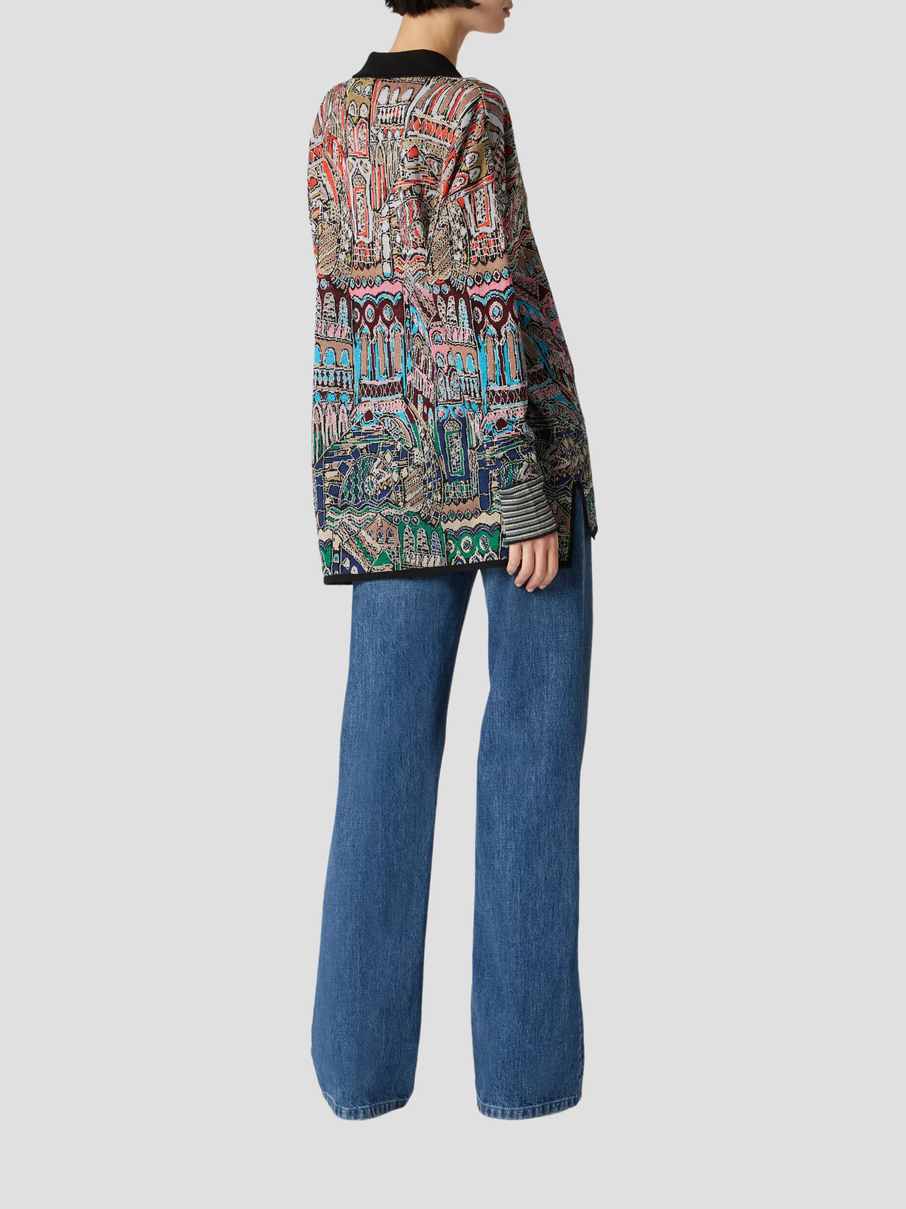Knitted-Waistband Jeans