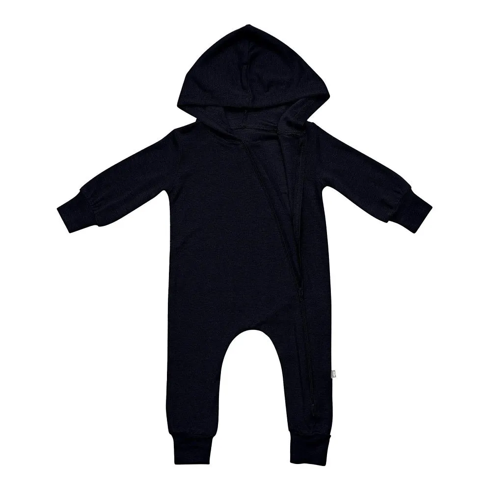 Kyte Baby Bamboo Jersey Hooded Zippered Romper (Midnight)