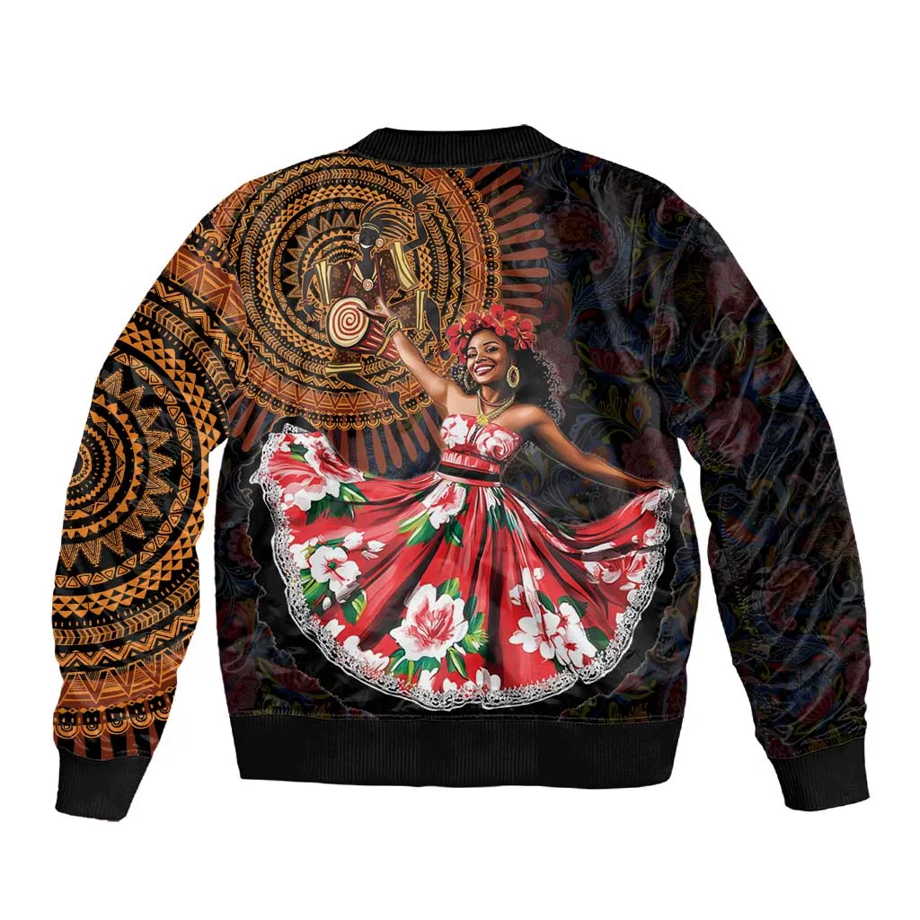 Ladies Sega Dance Sleeve Zip Bomber Jacket Paisley Mix African Pattern LT15