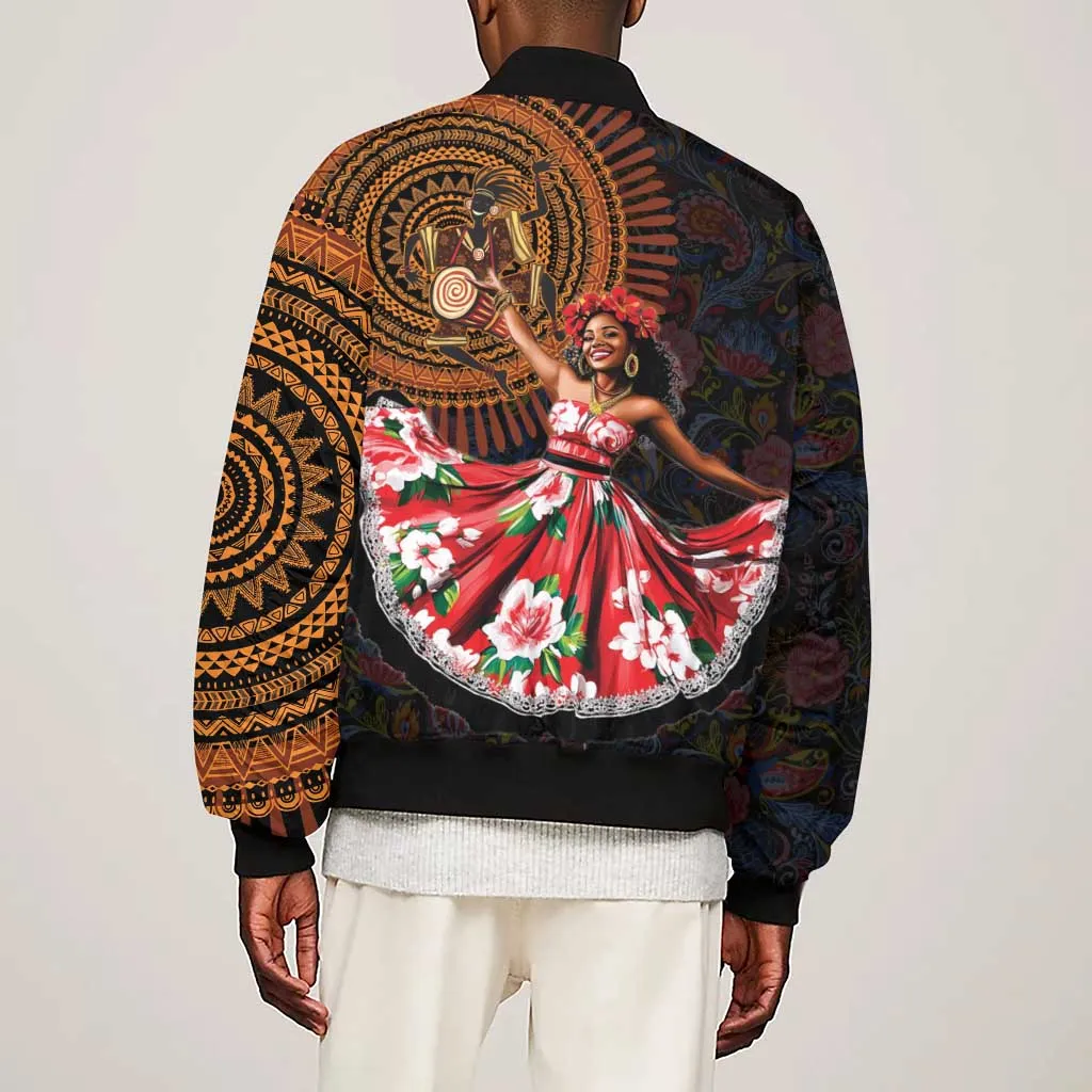 Ladies Sega Dance Sleeve Zip Bomber Jacket Paisley Mix African Pattern LT15