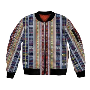 Lamba Mpanjaka Malagasy Traditional Pattern Sleeve Zip Bomber Jacket LT15