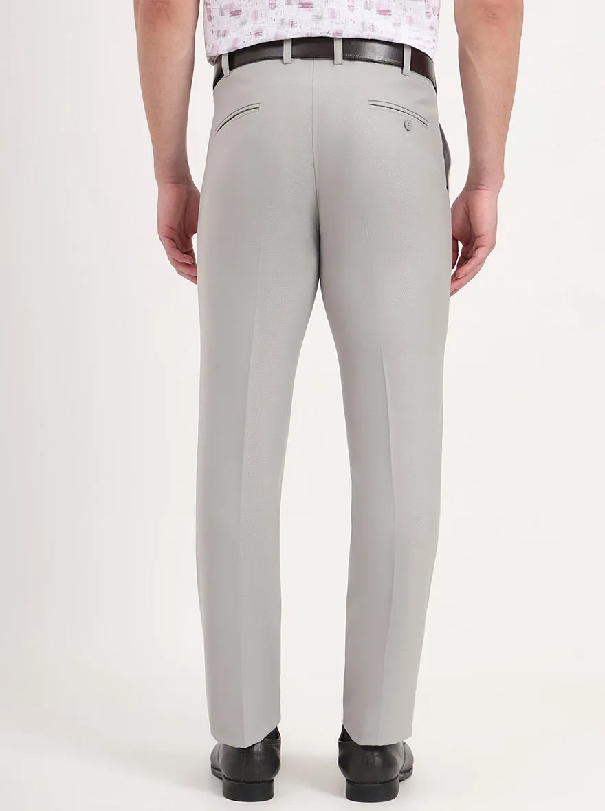 Light Grey Solid Slim Fit Formal Trouser | JB Studio