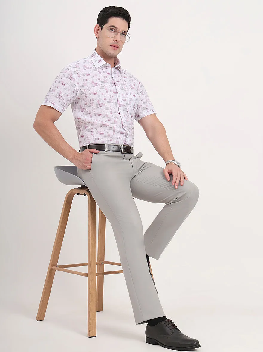 Light Grey Solid Slim Fit Formal Trouser | JB Studio