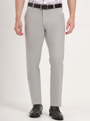 Light Grey Solid Slim Fit Formal Trouser | JB Studio