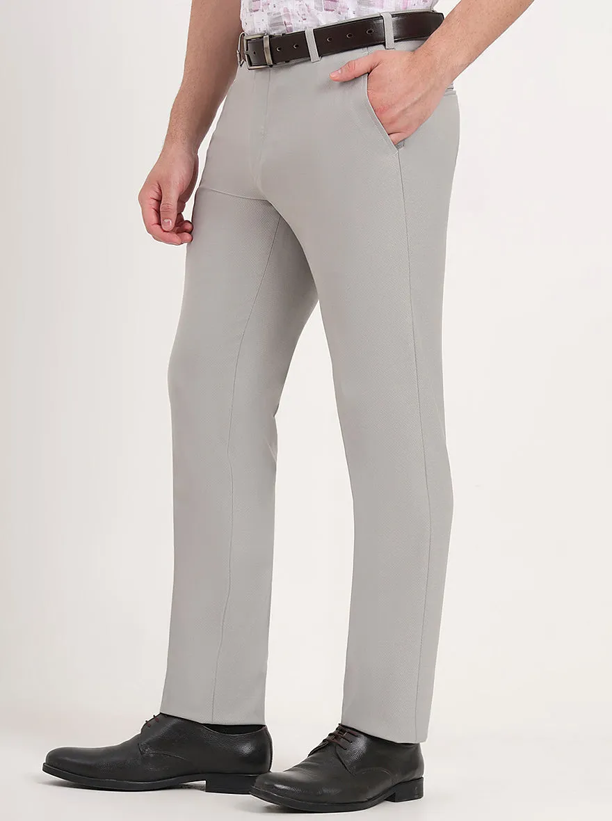 Light Grey Solid Slim Fit Formal Trouser | JB Studio