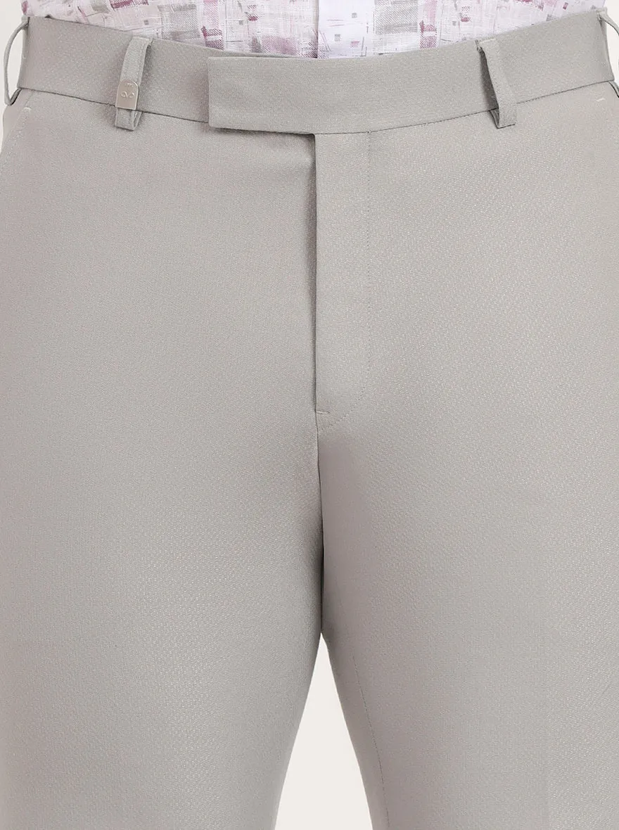 Light Grey Solid Slim Fit Formal Trouser | JB Studio