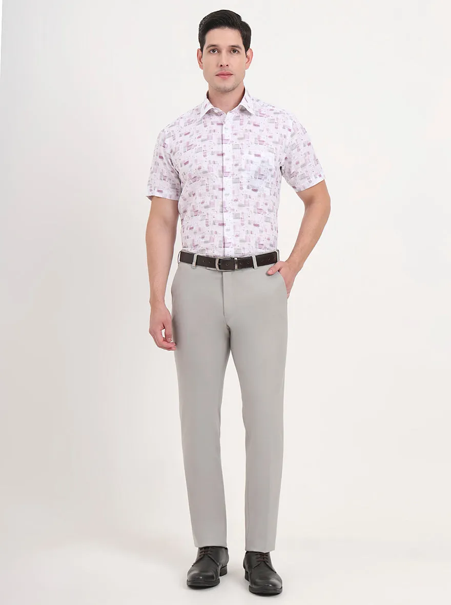 Light Grey Solid Slim Fit Formal Trouser | JB Studio