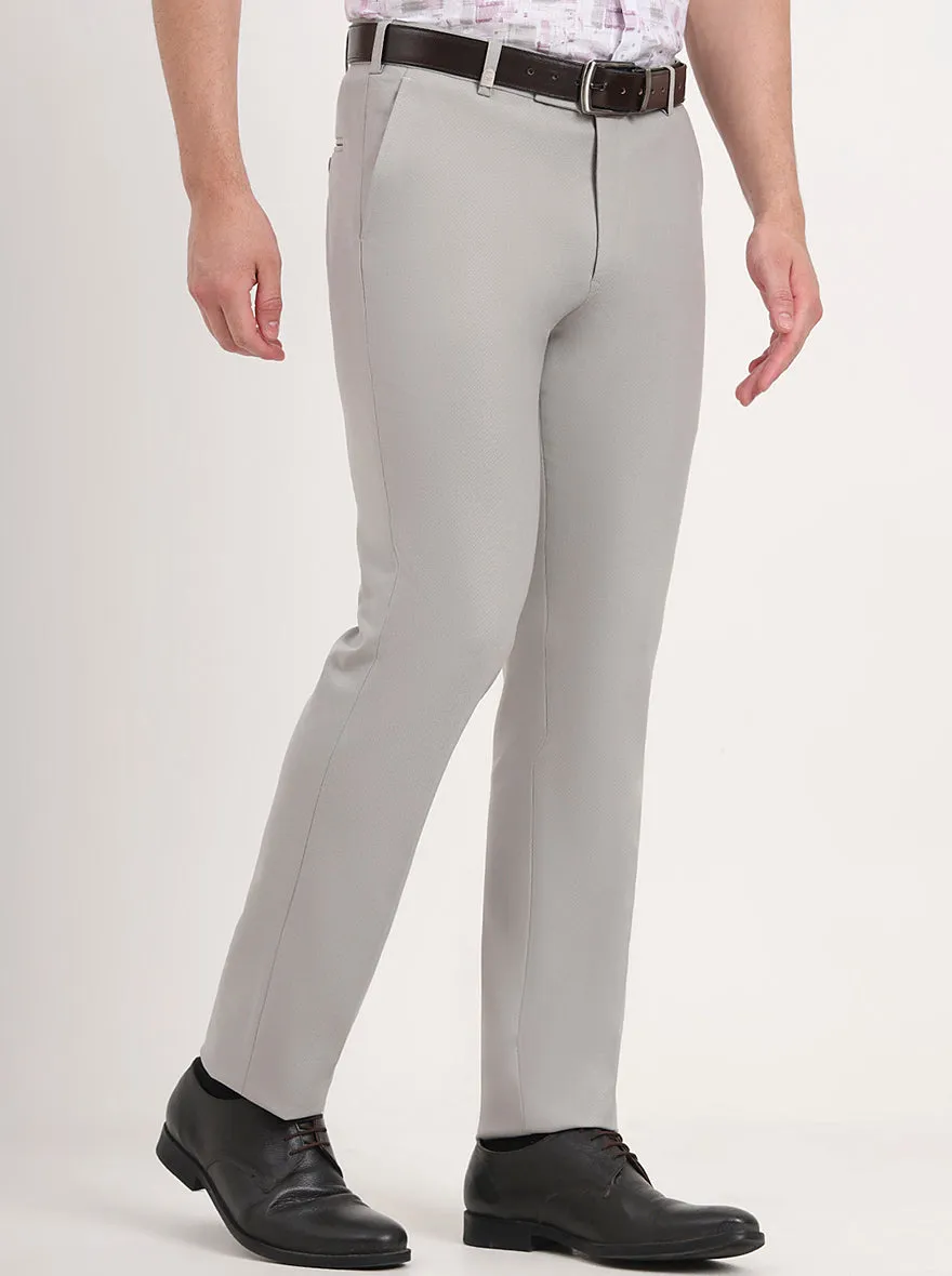 Light Grey Solid Slim Fit Formal Trouser | JB Studio
