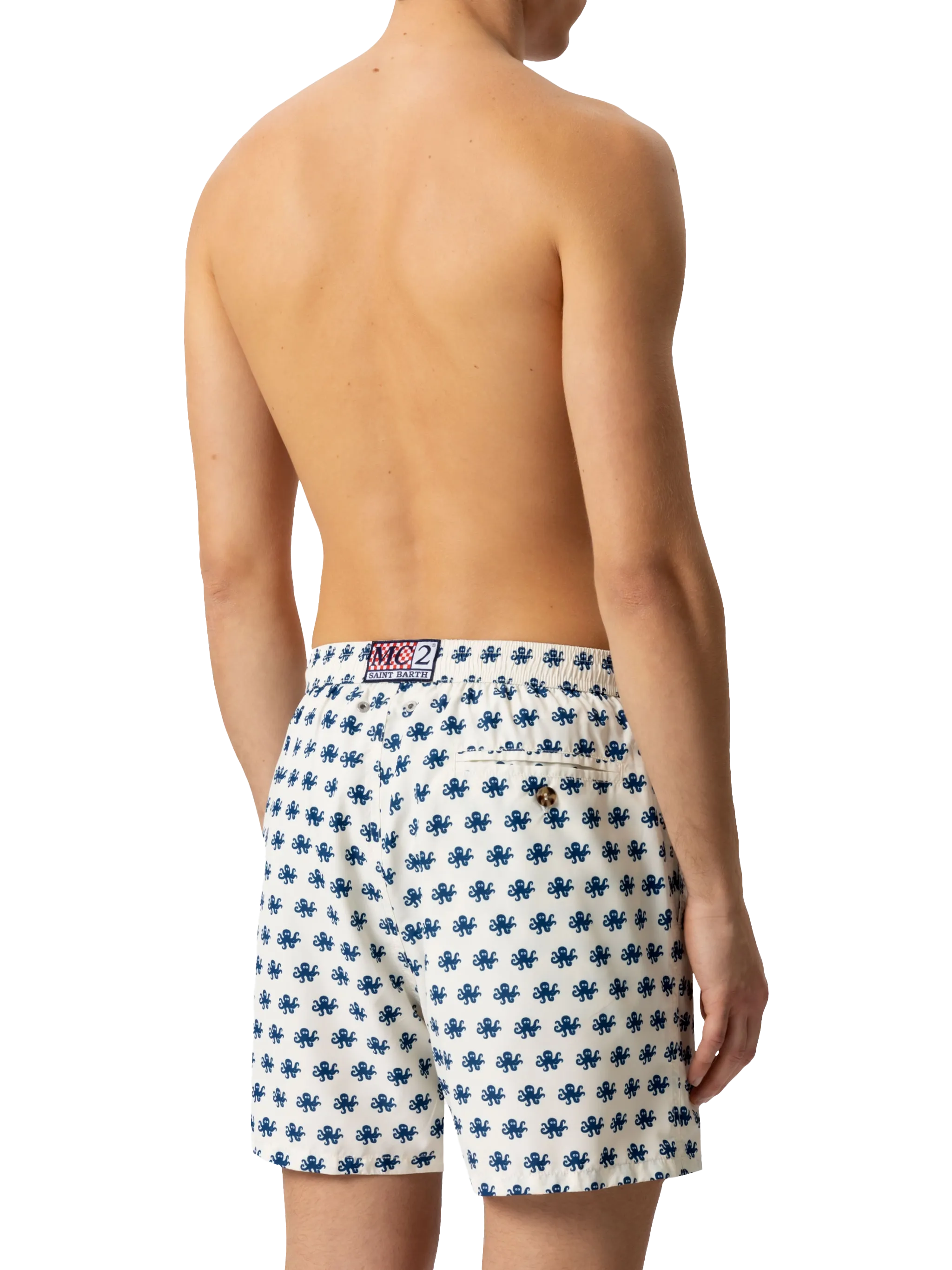 Lightweight fabric swim shorts Lighting with octopus print