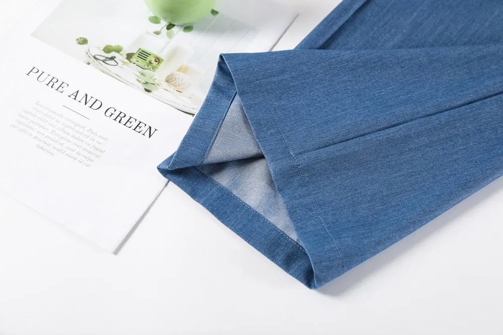 Lightweight Solid Color Straight-Leg Pants with Simple Design for Women