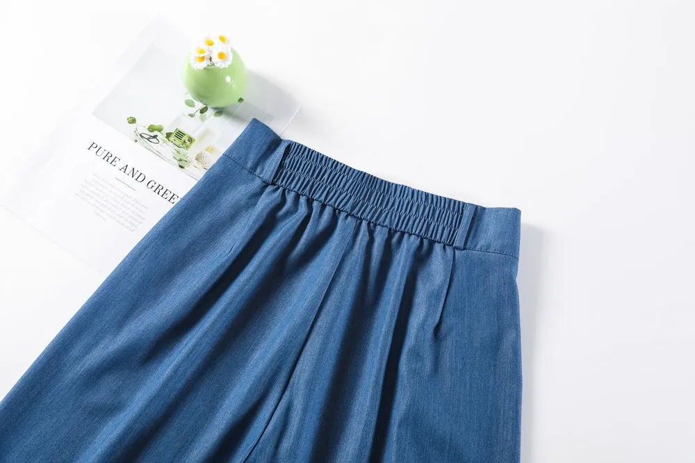 Lightweight Solid Color Straight-Leg Pants with Simple Design for Women