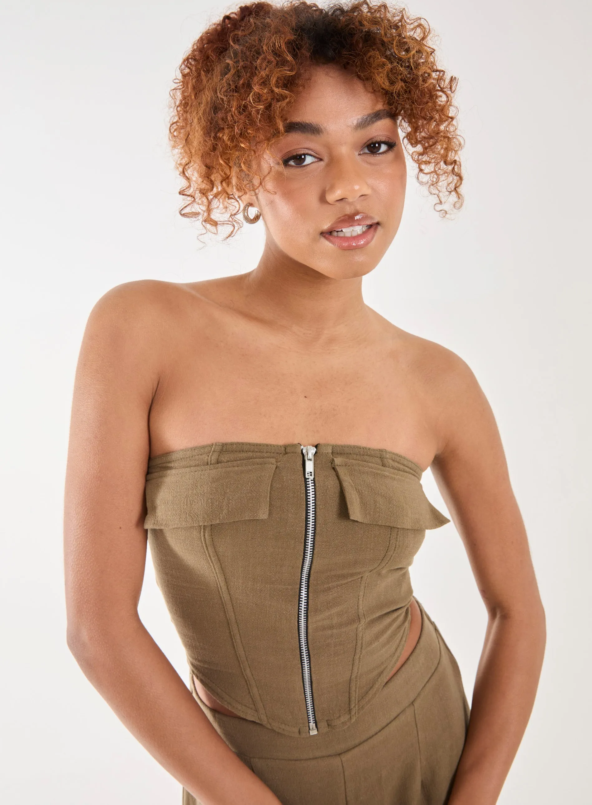 Linen Cargo Corset Top