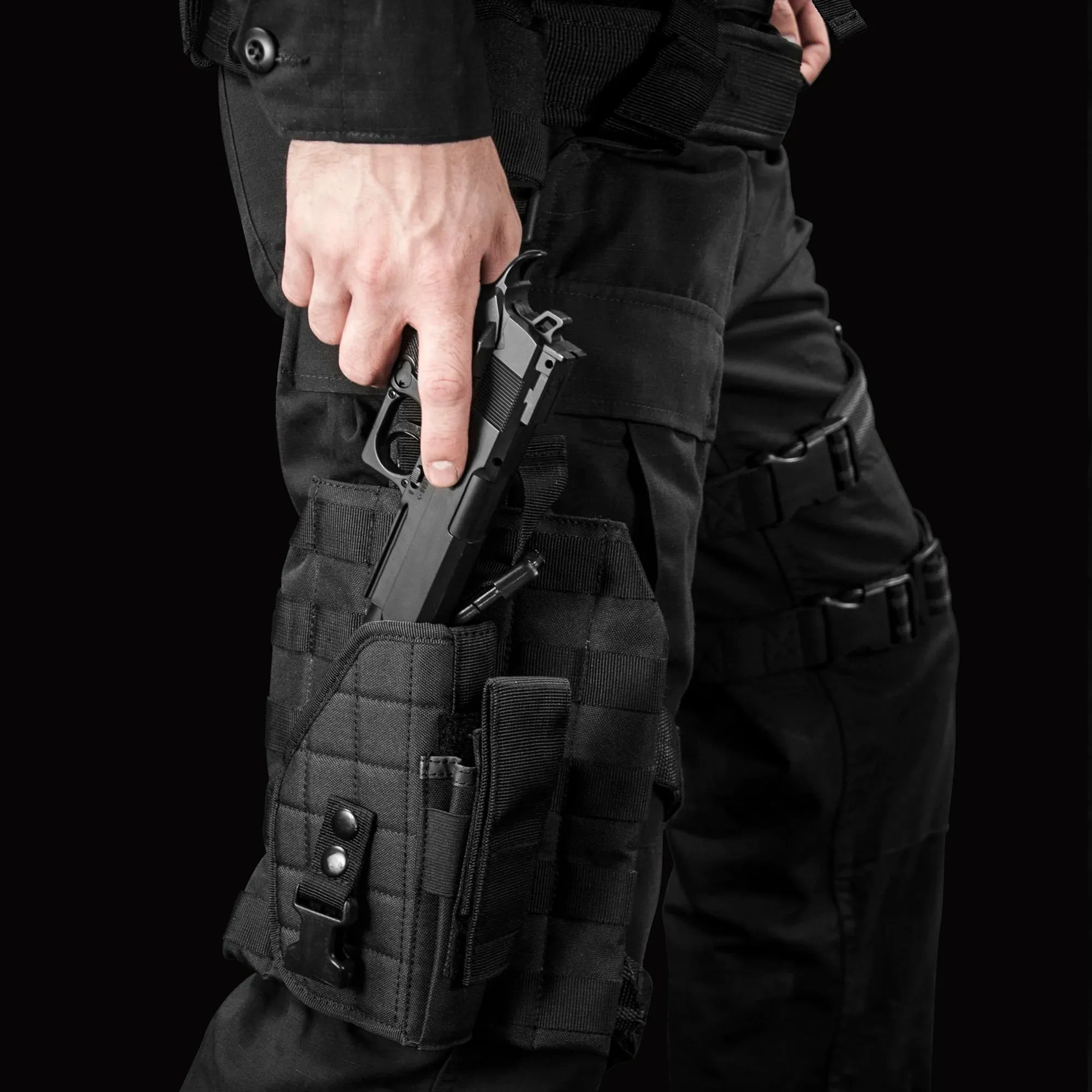 Loaded Gear VX-100 Tactical Vest and Leg Platforms | Black, OD Green, Dark Earth | BI12016, BI12330, BI12344