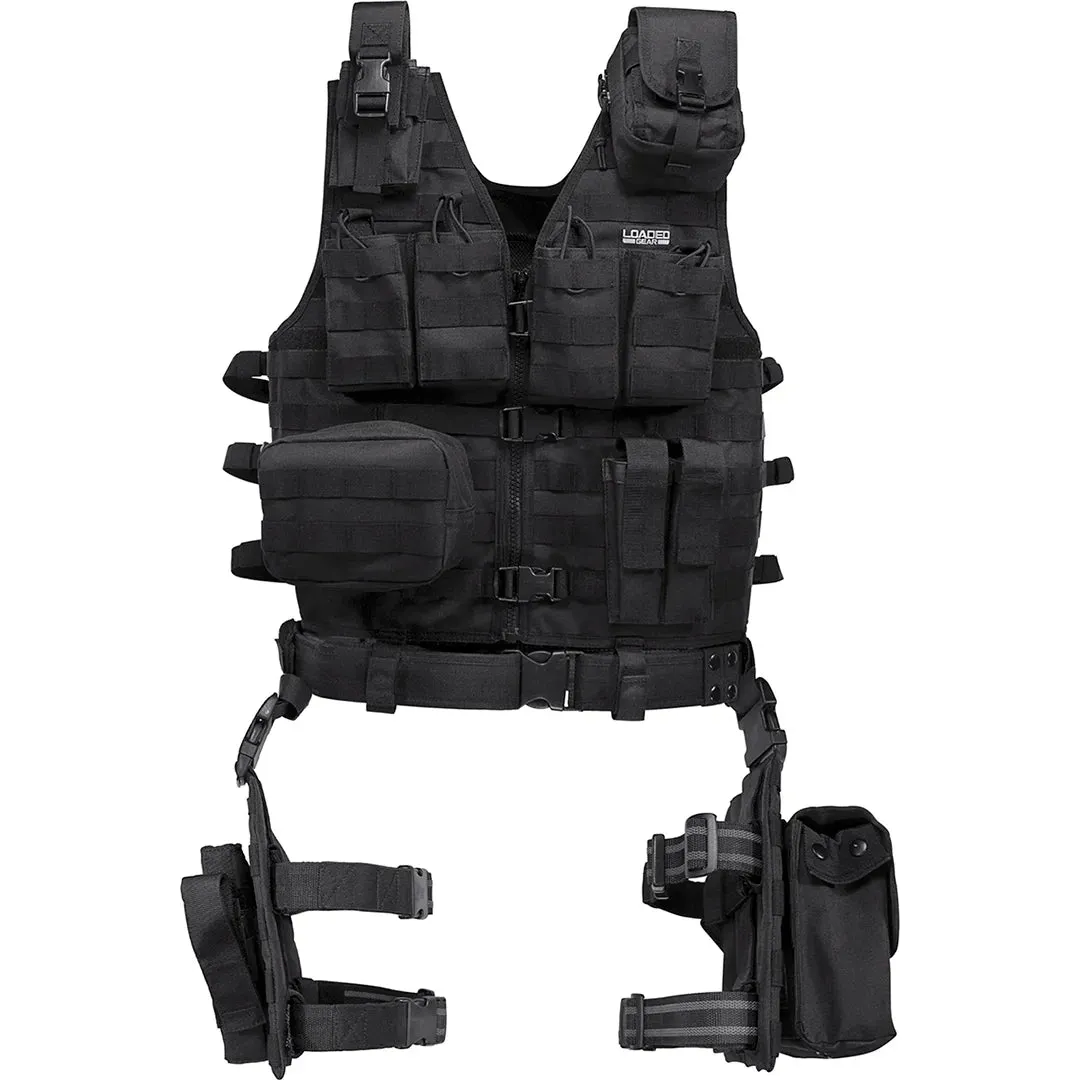 Loaded Gear VX-100 Tactical Vest and Leg Platforms | Black, OD Green, Dark Earth | BI12016, BI12330, BI12344