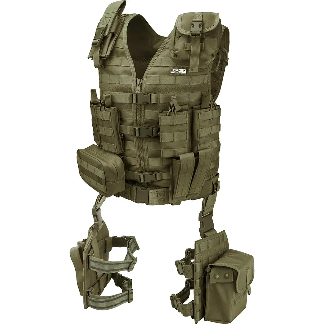 Loaded Gear VX-100 Tactical Vest and Leg Platforms | Black, OD Green, Dark Earth | BI12016, BI12330, BI12344