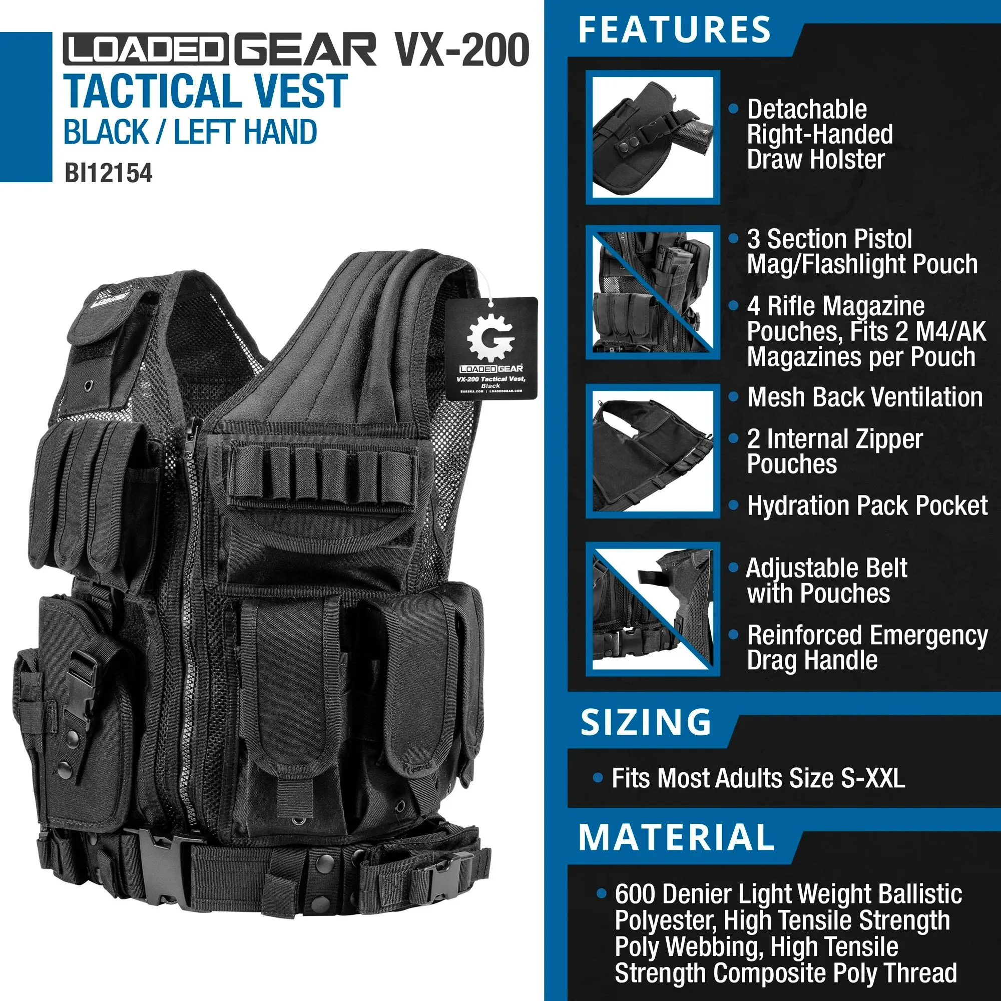 Loaded Gear VX-200 Tactical Vest | Left Hand | BI12154