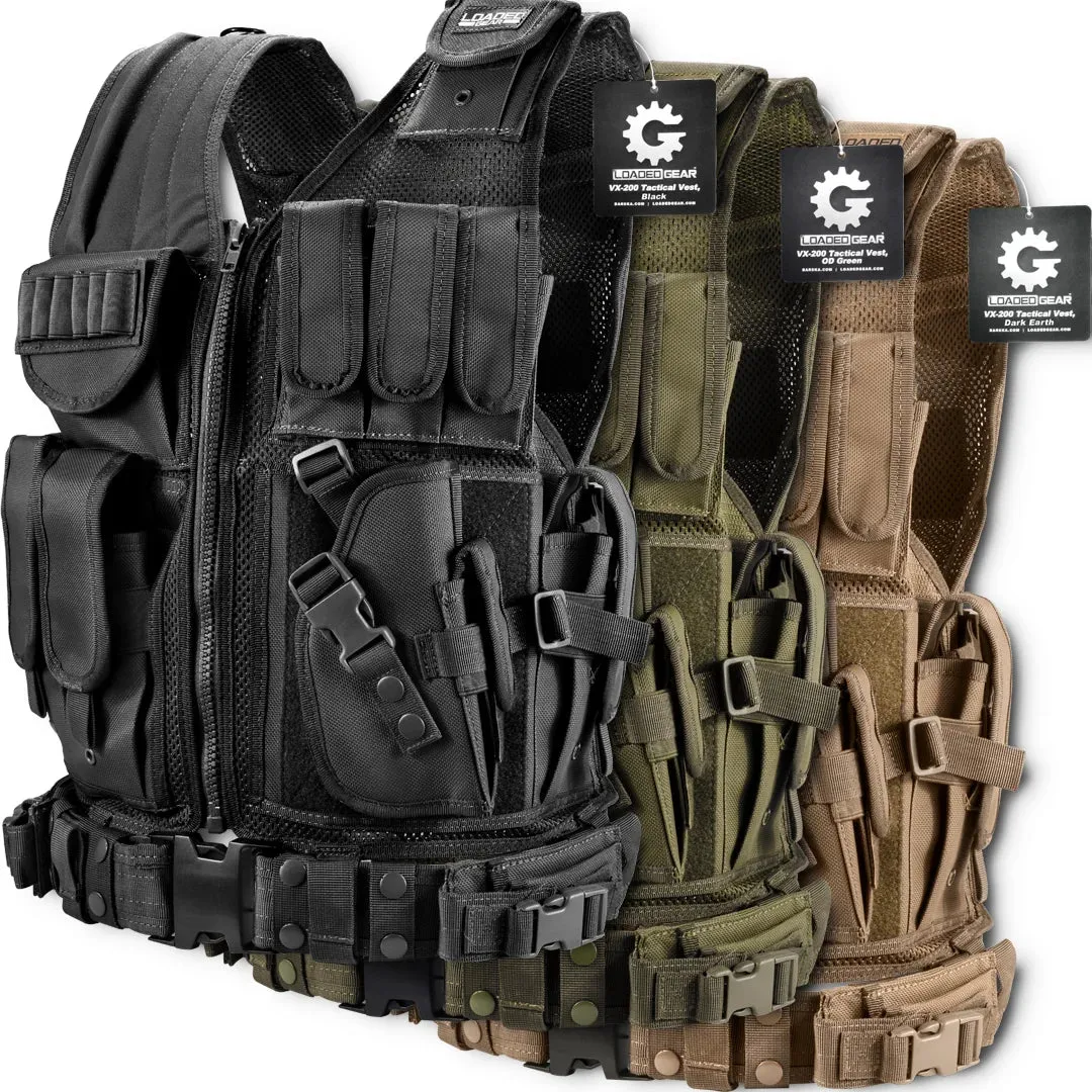 Loaded Gear VX-200 Tactical Vests | Black, OD Green, Dark Earth | BI12018, BI12332, BI12346