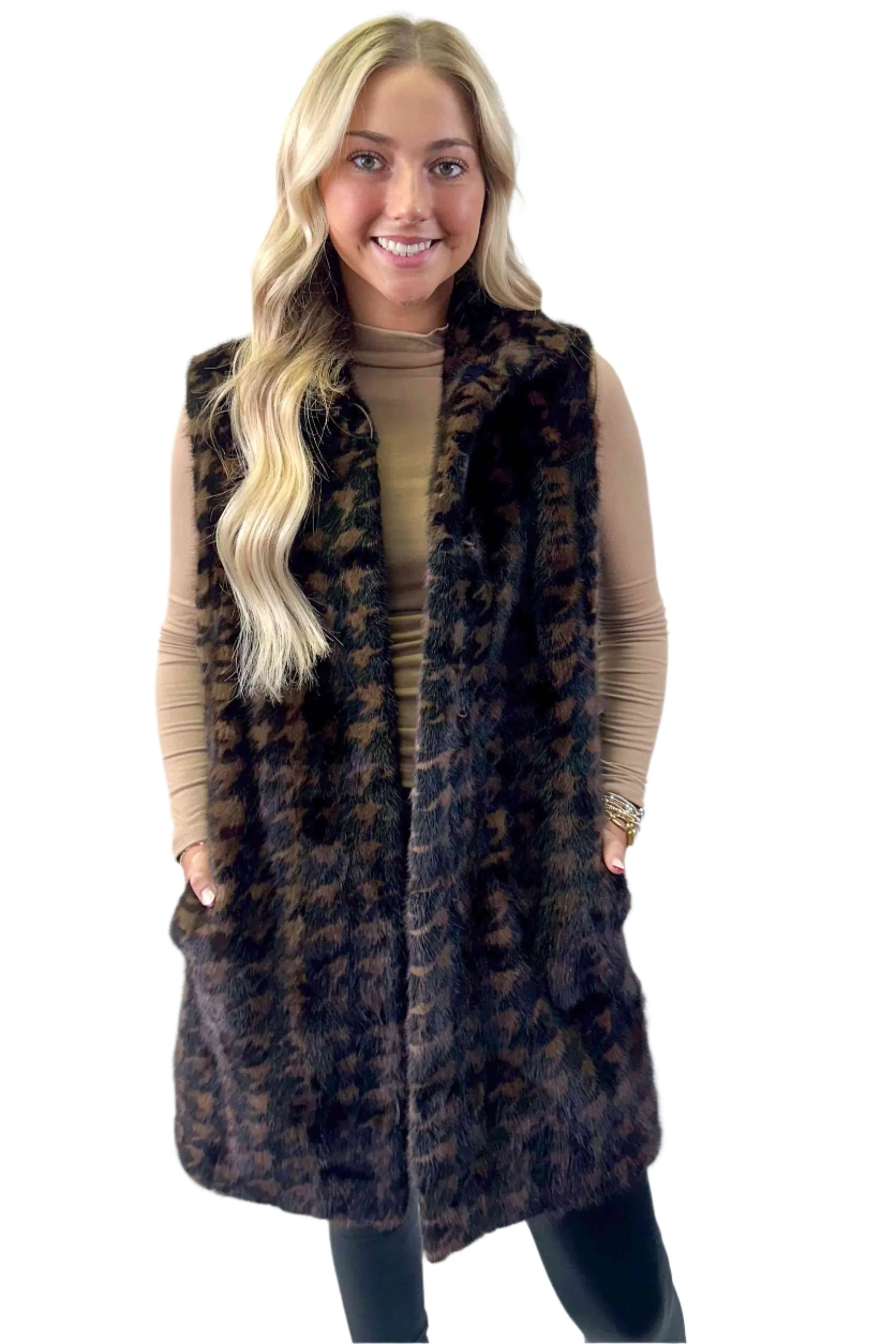 Long Mink Fur Vest with Detachable Leather Belt