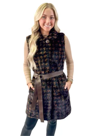 Long Mink Fur Vest with Detachable Leather Belt