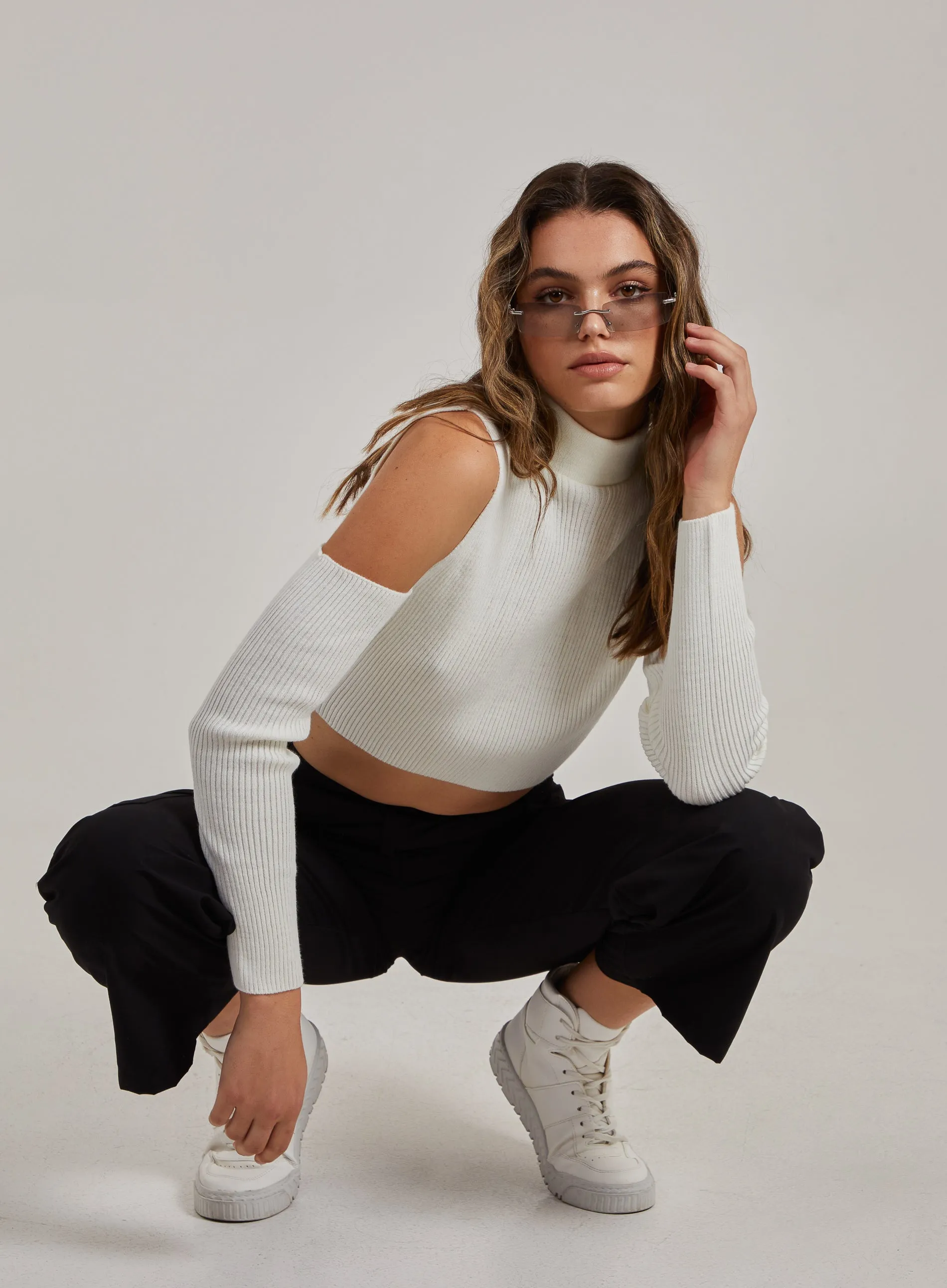 Long Sleeve Cut Out Knitted Top