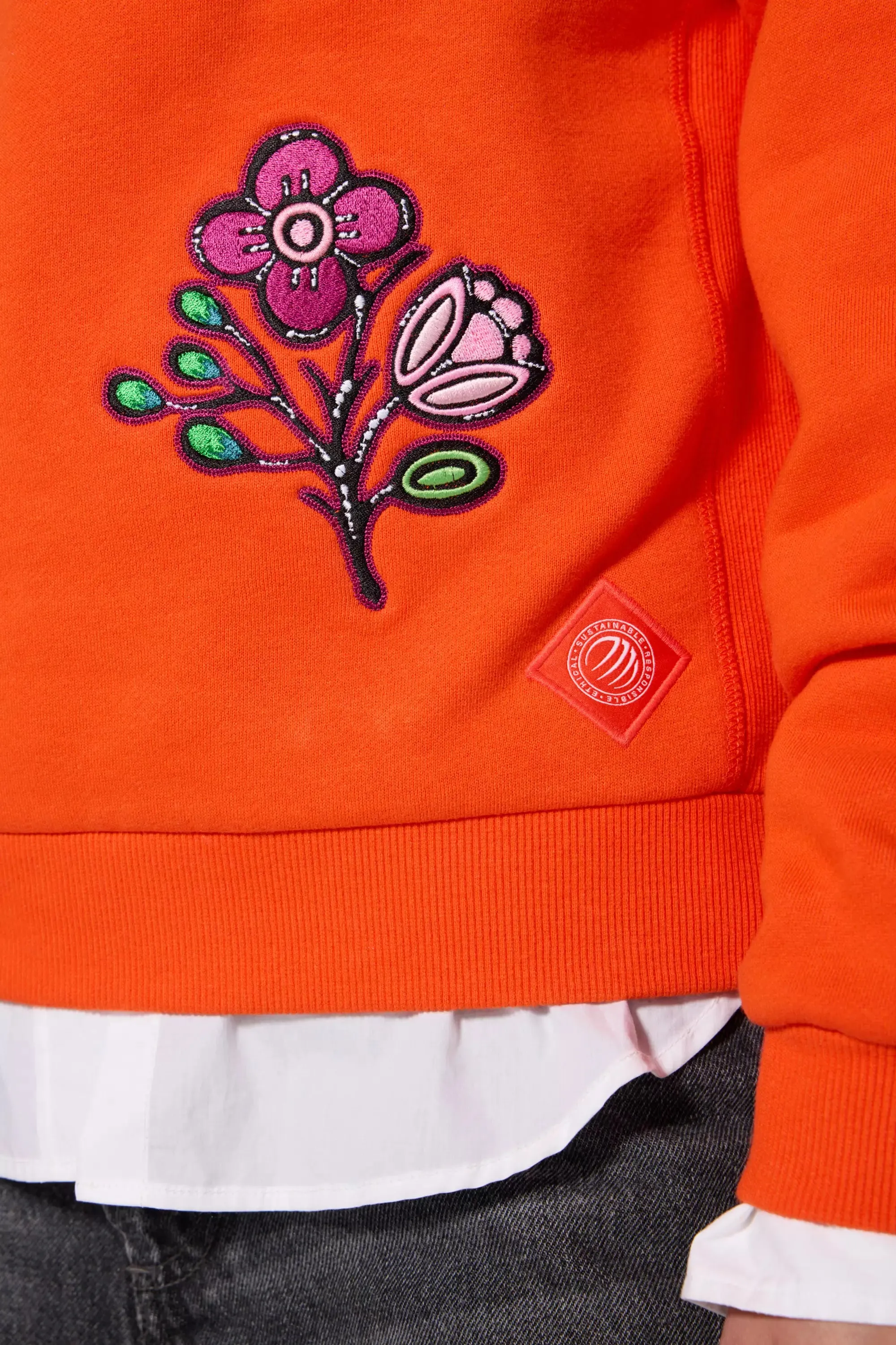 Luxefleece Embroidered Sweatshirt - Spicy Orange