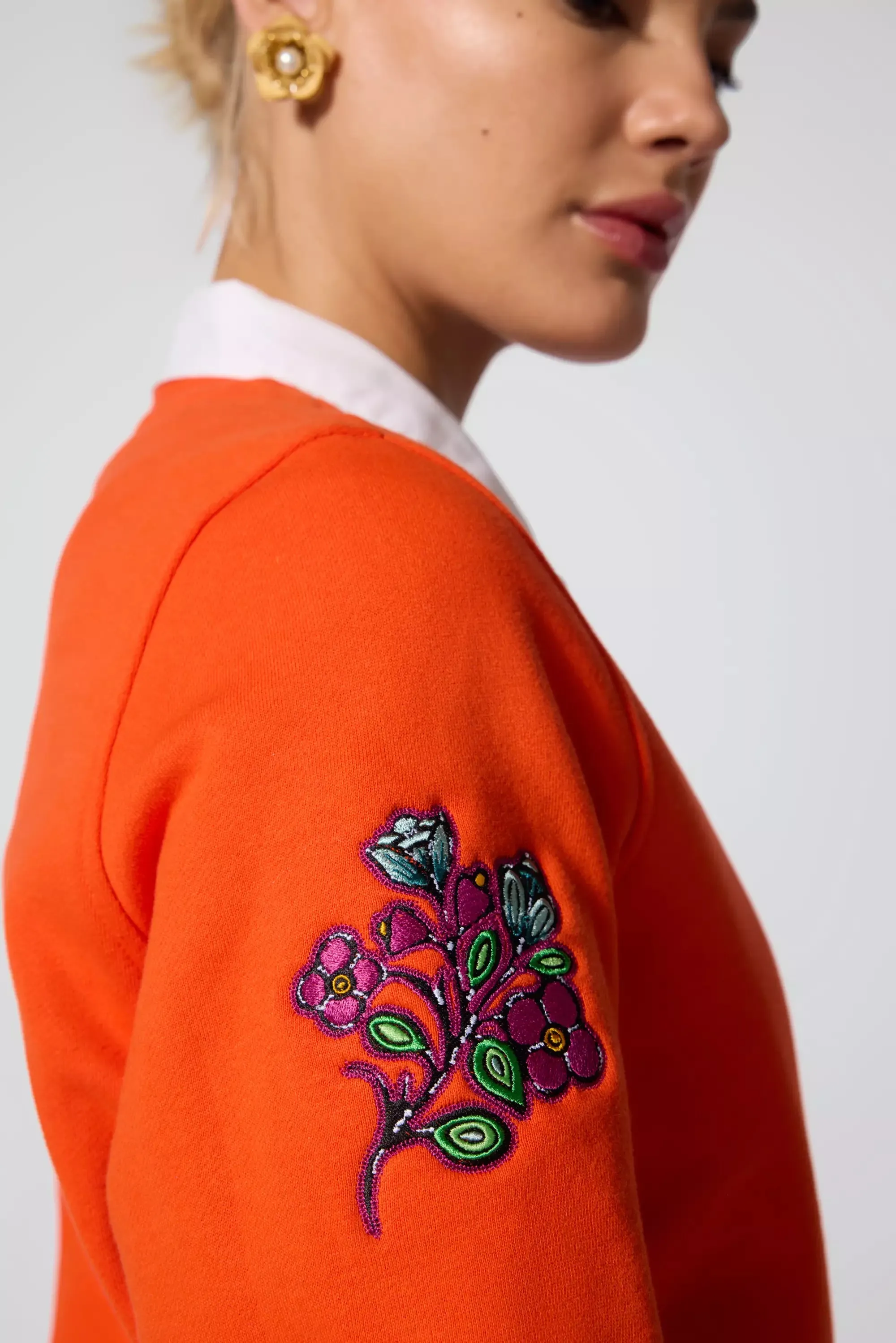 Luxefleece Embroidered Sweatshirt - Spicy Orange
