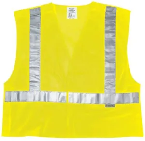 MCR Safety Luminator Class II Tear-Away Safety Vests, Lrg, Fluorescent Lime, Fire-Resistant, CL2MLPFRL