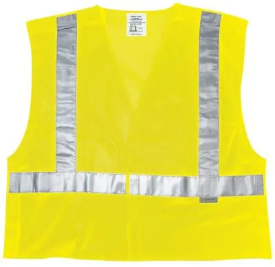 MCR Safety Luminator Class II Tear-Away Safety Vests, Lrg, Fluorescent Lime, Fire-Resistant, CL2MLPFRL