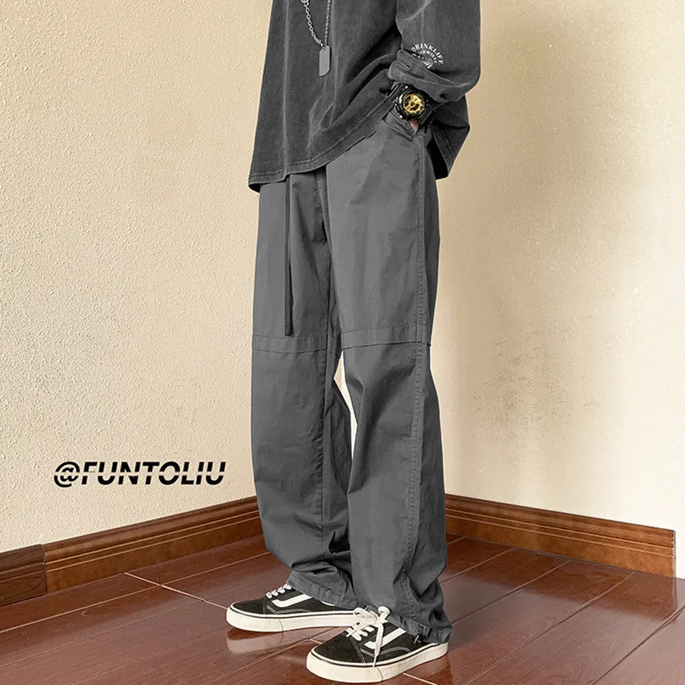 Men Cargo Pants Retro Classic Workwear Pants Male Spring and Autumn Casual Pants Straight-Leg Trousers