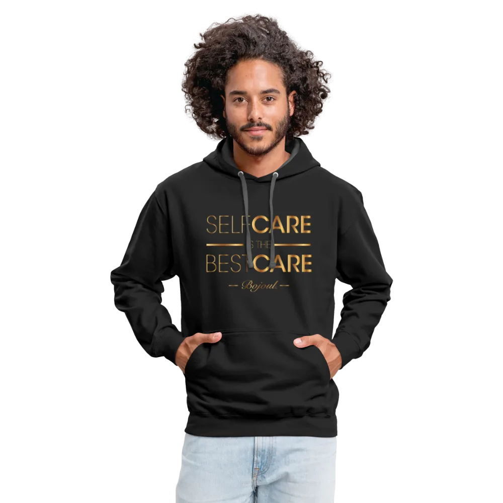 Men Self Care Contrast Hoodie