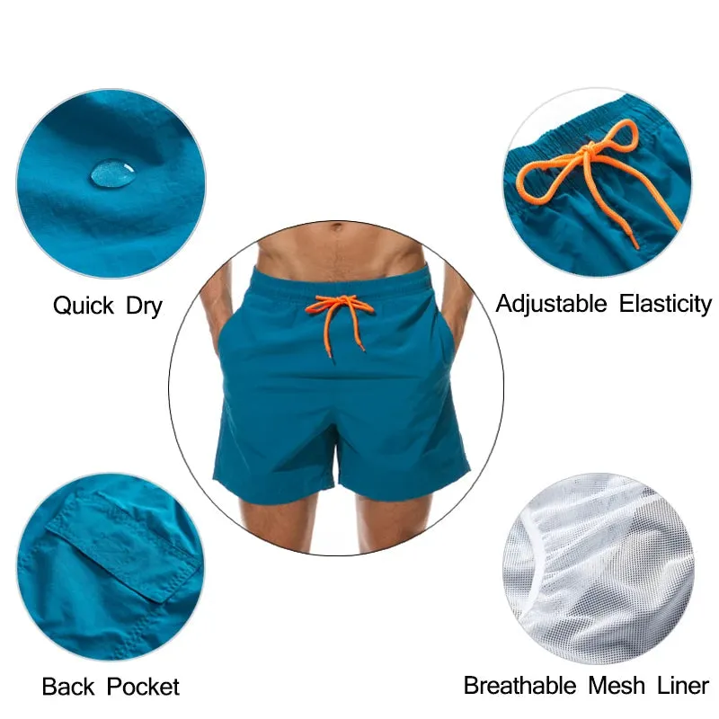Men Swim Shorts Trunks Solid Color